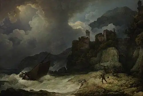 A Storm with Smuggler's Landing by Philip James de Loutherbourg