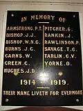 Tablet bearing the names of the 13 local men who died in the first World War