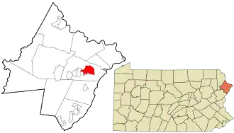 Location in Pike County and the state of Pennsylvania.