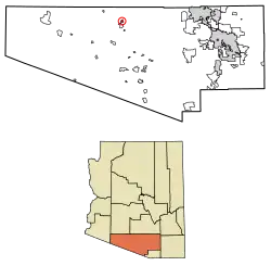 Location of Anegam in Pima County, Arizona.