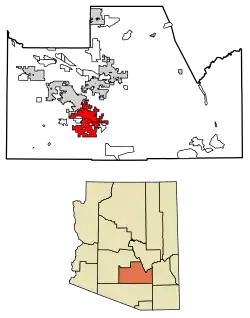 Location of Eloy in Pinal County, Arizona