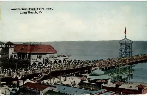 Lithographic postcard postmarked January 18, 1913, showing the auditorium on the beach end of the pier