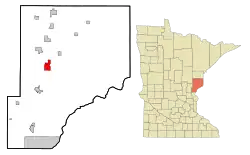 Location of Sandstone within Pine County, Minnesota
