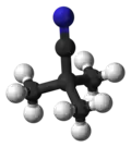 Ball and stick model of pivalonitrile