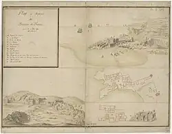 Map showing a coastal town