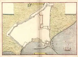 Leonardo de Ferrari's plan of the Portuguese fortifications at Tangier, c.&nbsp;1655.