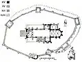 The plan of the medieval Evangelical Lutheran Transylvanian Saxon fortified church of Șaroș pe Târnave