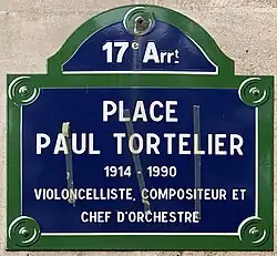 Street sign in Paris commemorating Tortelier