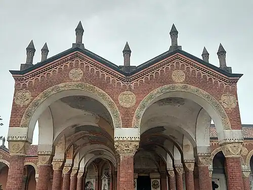 Close-up of the porches