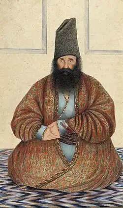 Gouache portrait of a man sitting down