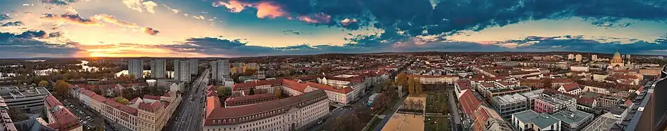 Panorama to the northwest from the viewing platform of the Garrison Church Tower