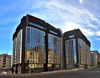 High building behind