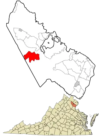Location in Prince William County and the state of Virginia.
