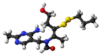 Ball-and-stick model of the prosultiamine molecule