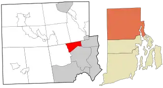 Location in Providence County and the state of Rhode Island.