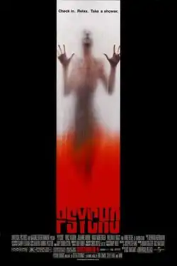 In a rectangular space atop a black background, an outline of a woman in a shower has her hands presing towards us, with the bottom half of the space growing red (resembling blood) as it goes down, reaching the film's logo and billing block. The tagline on top of the poster reads "Check in. Relax. Take a shower."
