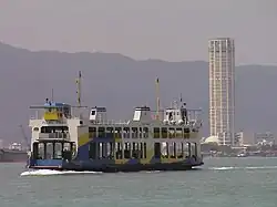 A Penang Ferry crossing the Penang Strait.