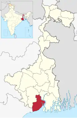 Location of East Midnapore district in West Bengal