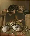 Rabbits and cats, ca. 1861-1897; from the Louis Prang & Company Collection of the Boston Public Library