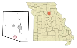 Location of Higbee shown in Missouri