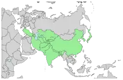 Range of Hieracium canadense throughout Asia