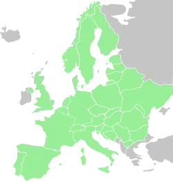 Range of Hieracium canadense throughout Europe