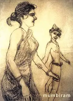I let him persuade me; Mumbiram, Charcoal, 1986, Pune
