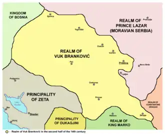 Realm of Brankovic from 1373 to 1395