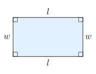 A rectangle with length and width labelled
