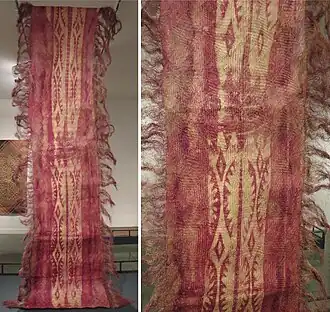 Sese (red mat) from Pentecost Island, 20th century, pandanus (Pandanus tectorius), Laba (Rhamnus ventilago neocaledonica), dye, stencil resist and plaiting, Honolulu Museum of Art.