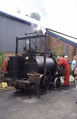 Replica of Trevithick's "Puffing Devil", built by the Trevithick Society and regularly demonstrated in Cornwall.