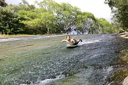 Sliding down the Rere Rockslide
