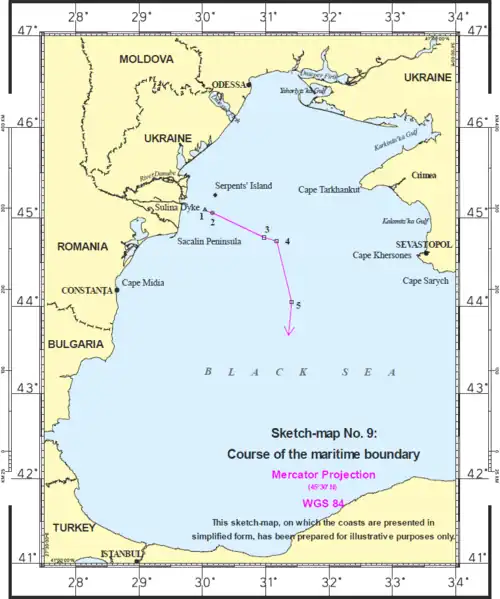 Map of the Black Sea and surroundings, with a single boundary