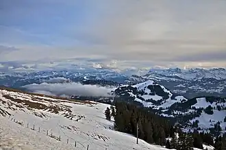 View of the alps of central Switzerland from Rigi&nbsp;Kulm.