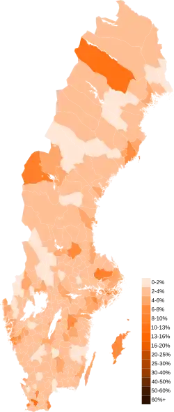 Map results for the Green Party (MP)