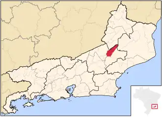 Location of São Sebastião do Alto in the state of Rio de Janeiro