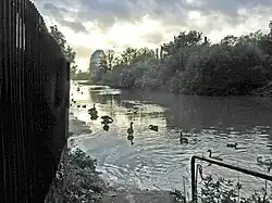 The River Soar in Belgrave with the National Space Centre in the background