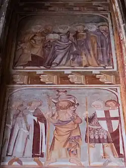 Murals in the Chapel of Saint Catherine: St. Christopher carrying the infant Jesus on his back