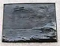 Plaque celebrating his Channel crossing. (Bronze)