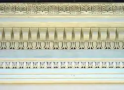 Dentils with egg-and-dart patterns on an entablature at Casino nobile of Villa Torlonia from Rome