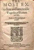 Title page of the Second Quarto of Romeo and Juliet published in 1599