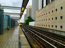 View of business highrises of Milla de Oro from the station platform