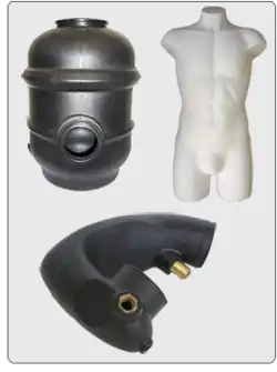 HDPE Tank, Polypropylene mannequin and a XLPE Tube