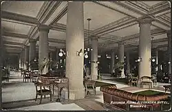 Interior rotunda view of the Royal Alexandra Hotel in Winnipeg circa 1909