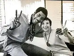 Photo of Connie Hawkins with his attorney, Roz Litman, in 1969, celebrating the favorable settlement of his antitrust case against the NBA.