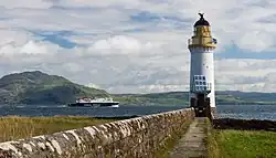 Image 16Rubha nan Gall lighthouse, Tobermory, Mull, built in 1857 by David and Thomas Stevenson, with a Caledonian MacBrayne ferry in the background Credit: Colin