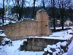 Ruins of church under snow