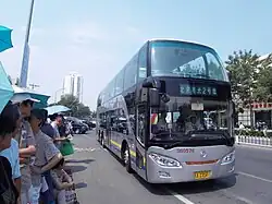 A Yaxing JS6130SHJ double-decker bus in Beijing, China