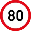 Speed limit of 80 km/h