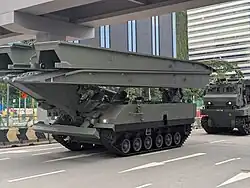AVLB Variant of the Hunter AFV at Singapore's National Day Parade rehearsal 2025